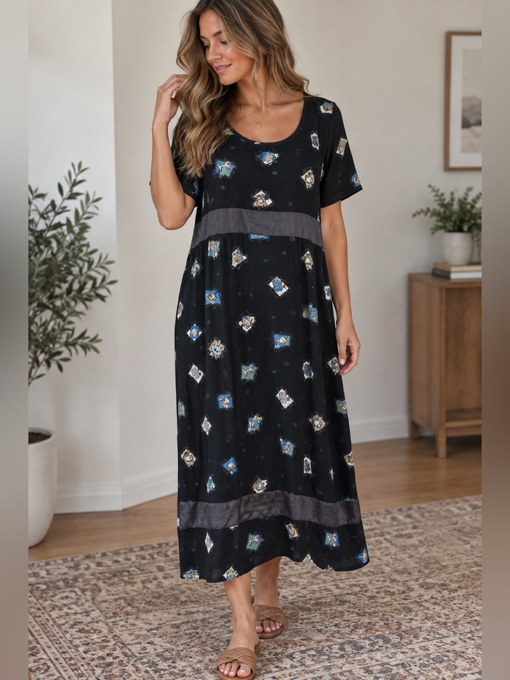 Vintage Women’s Cafe Inspired Dress Large